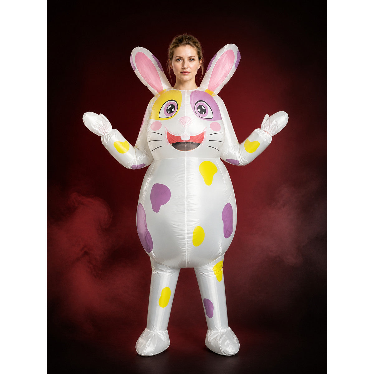 Inflatable Rabbit Costume with Colorful Patches for Halloween Party main product view