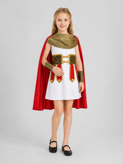 Ancient Roman Warrior Costume with Red Cape for Cosplay