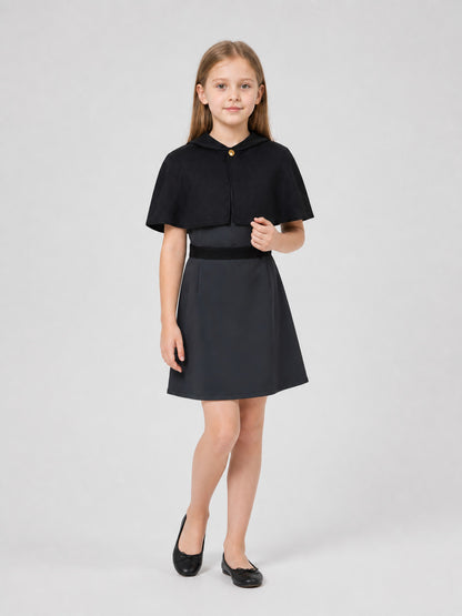 Amity Cosplay Dress, Black, with Belt and Gold Buttons Costume Dresses detail