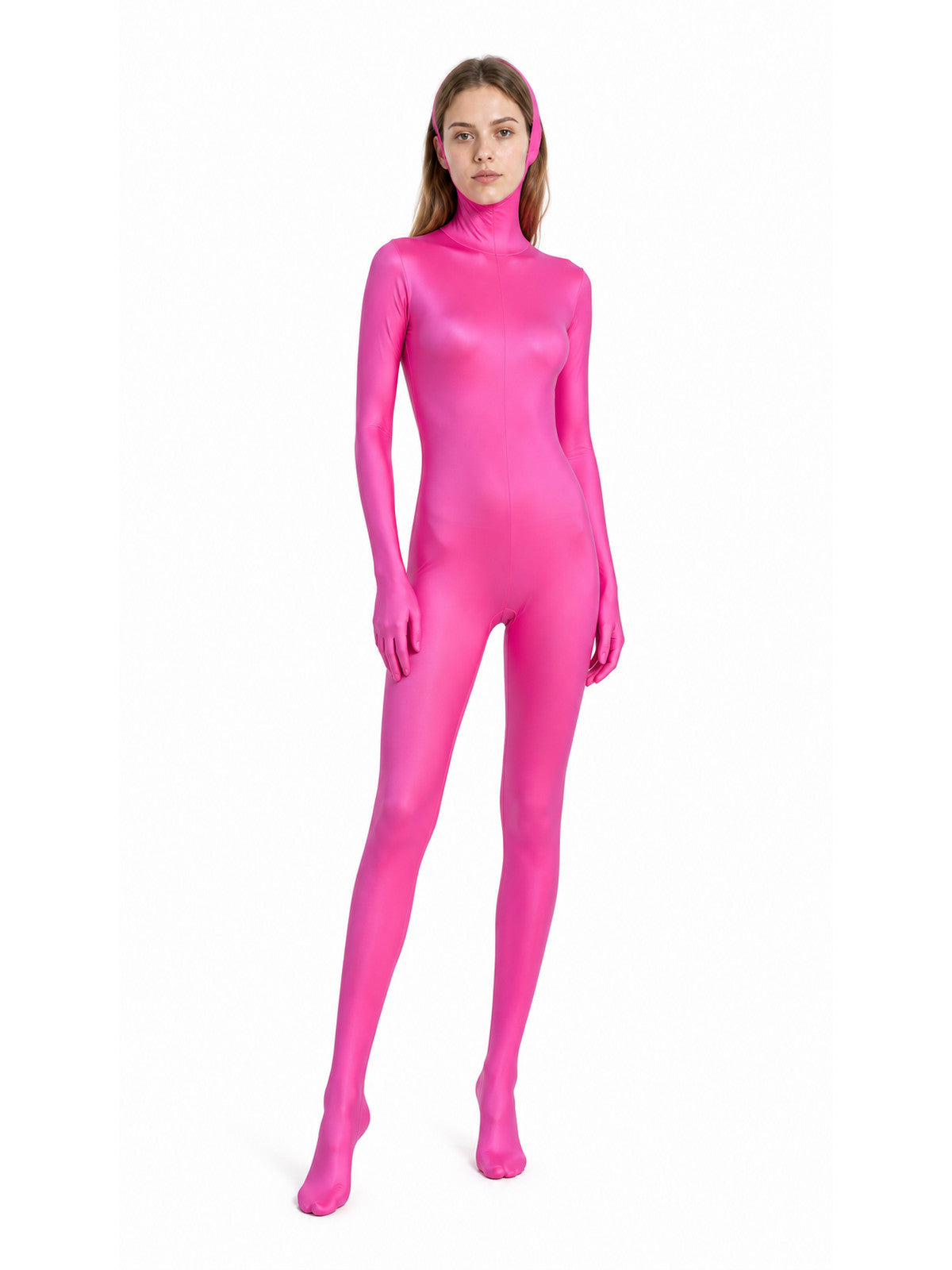 Zentai bodysuit with hood, gloves, and covered feet