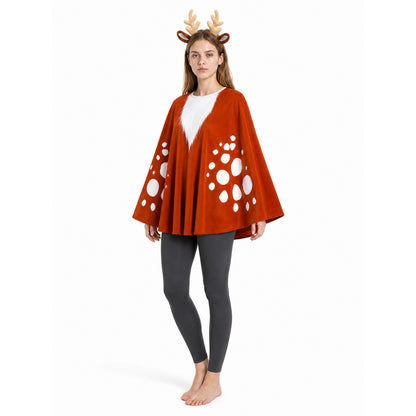 Deer Costume with Antlers and Cape for Festive Events on-model front view
