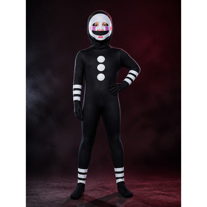 Unisex Masked Character Jumpsuit Costume with Hood and Smiley Face Print main product view