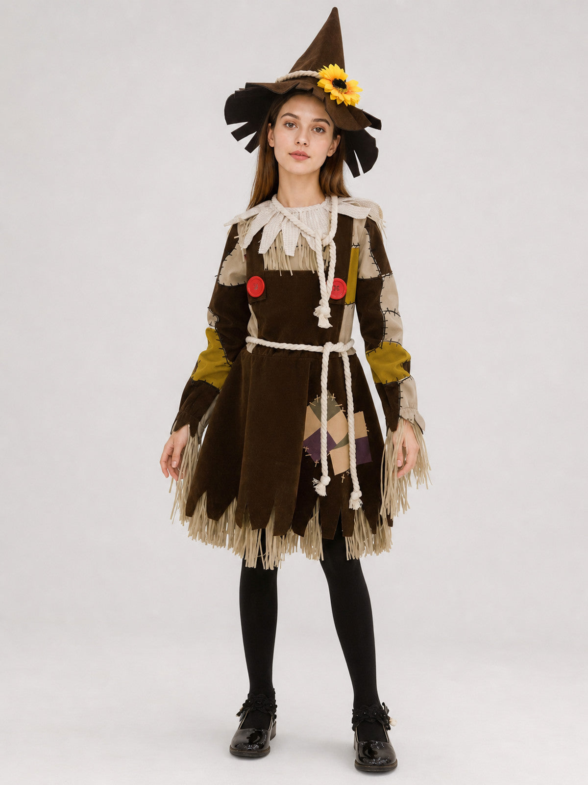 Scarecrow Stage Costume with Hat and Fringe Costume Headwear detail