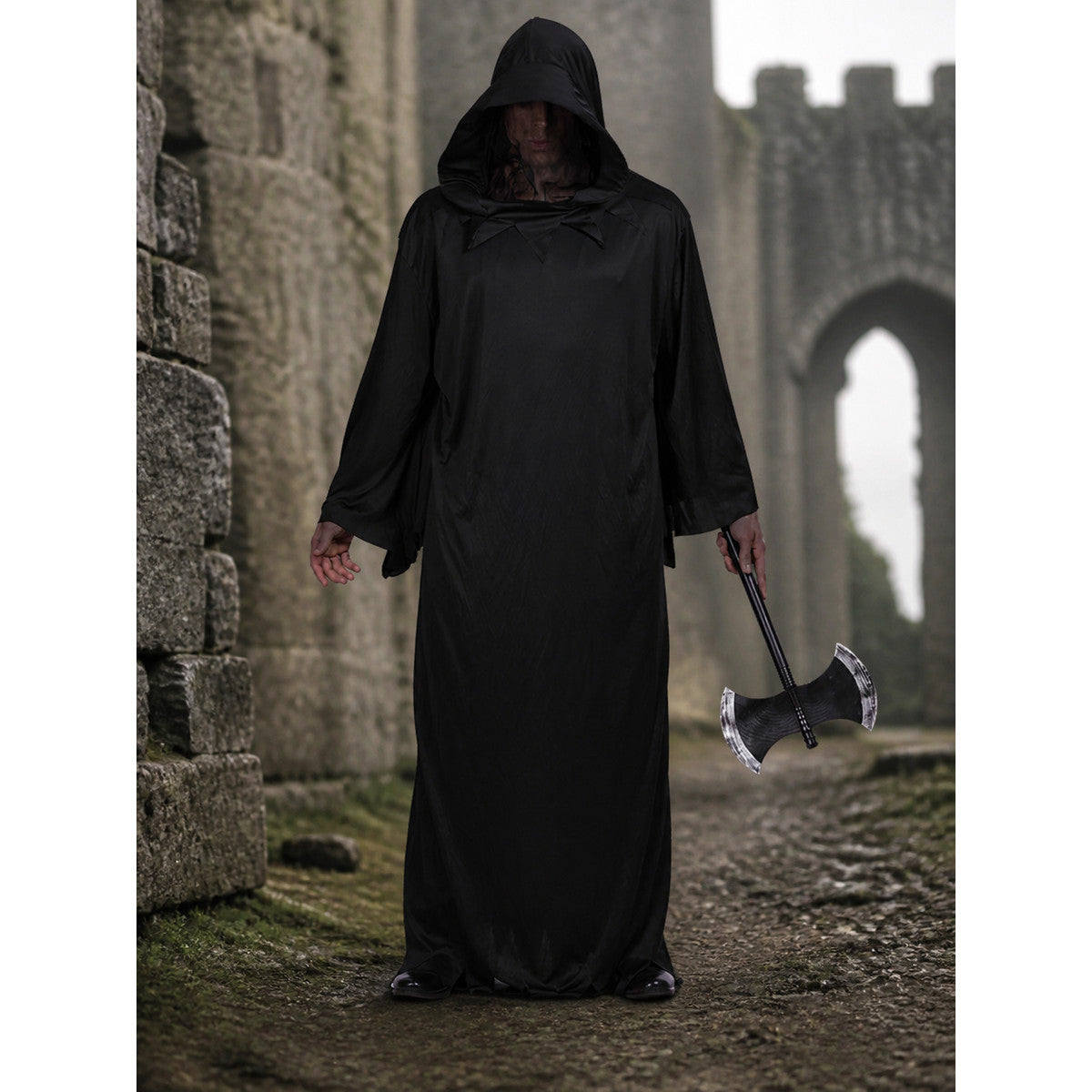 Black Hooded Cloak for Halloween and Cosplay lifestyle view