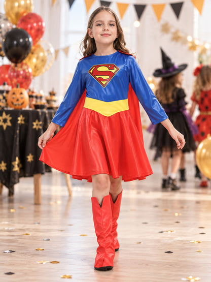 Kids' superhero costume with cape and belt