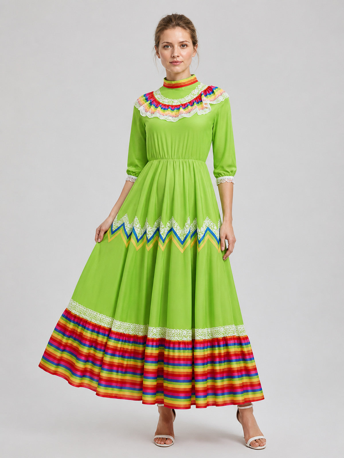 Ethnic Dress with a Full Skirt and Long Sleeves Costume Dresses detail