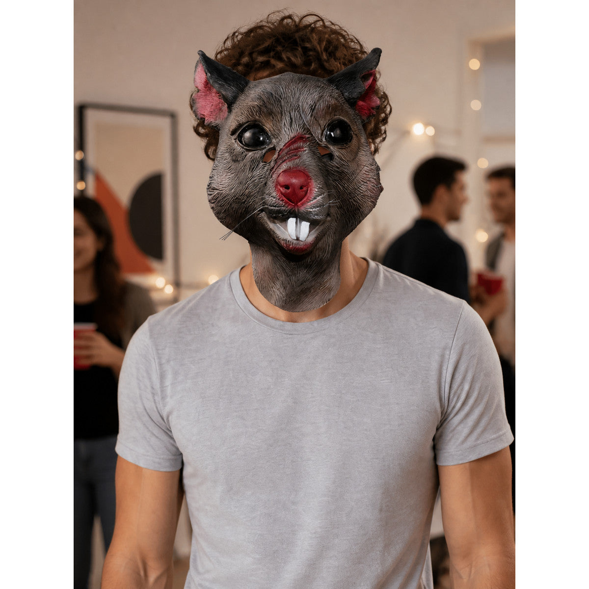 Rodent-Shaped Carnival Mask for Halloween and Cosplay lifestyle view