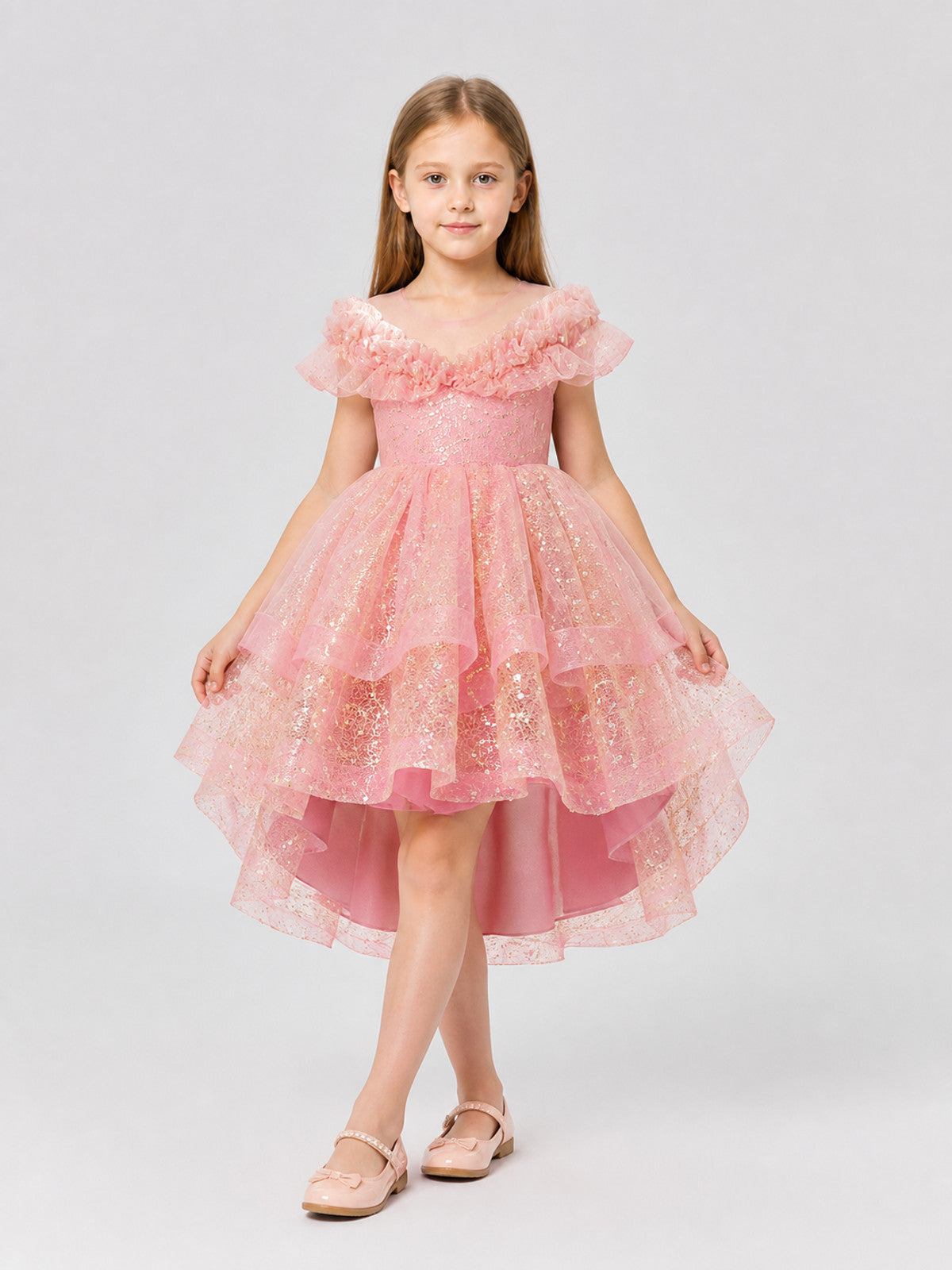 Sequin Princess Dress with Full Skirt and Ruffles Costume Dresses detail