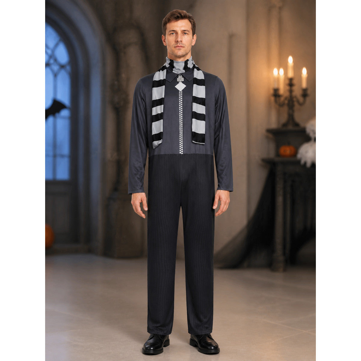 Gru from Minions Cosplay Jumpsuit Costume lifestyle view