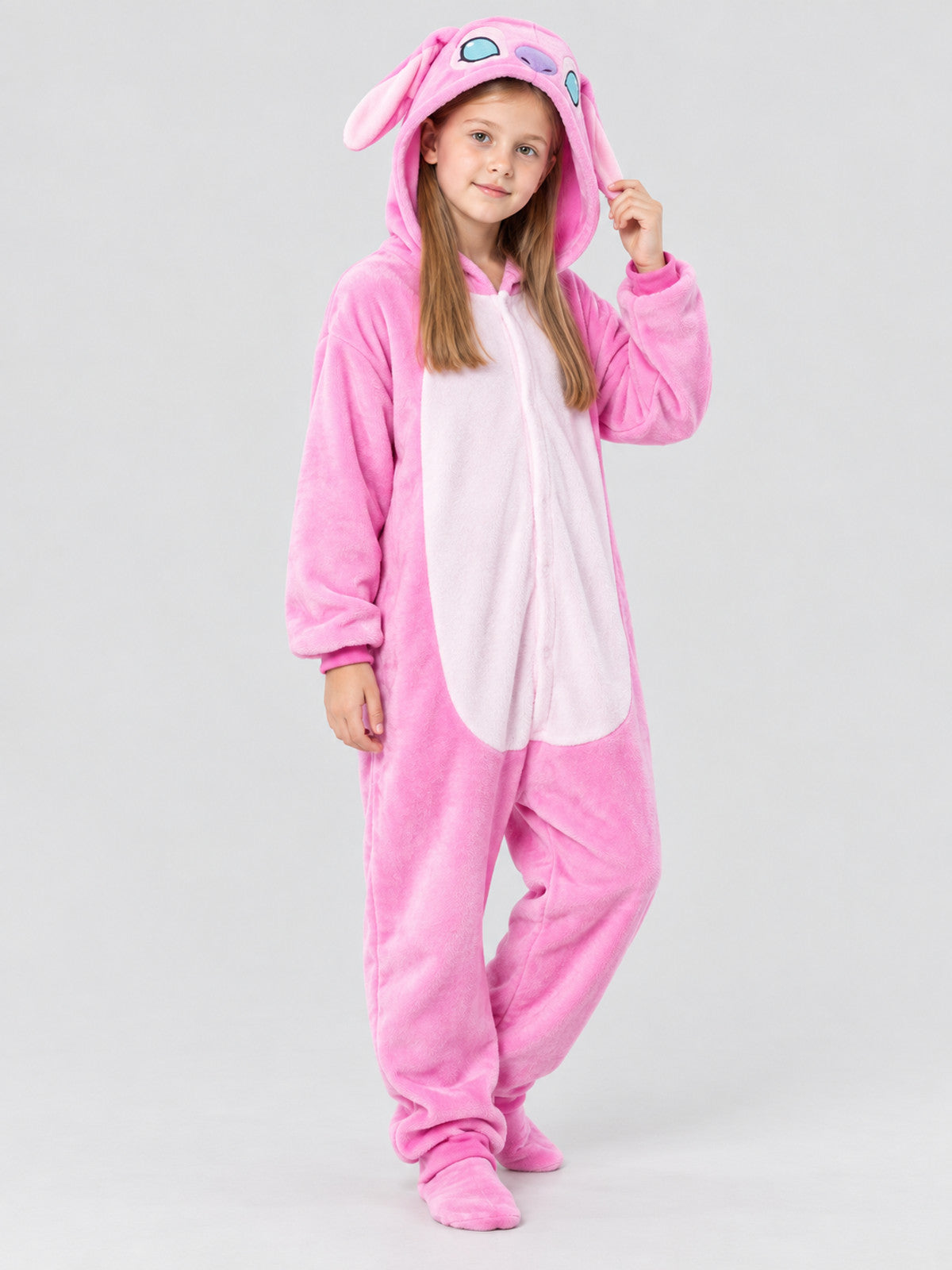 Flannel Hooded Pajama Jumpsuit with Ears