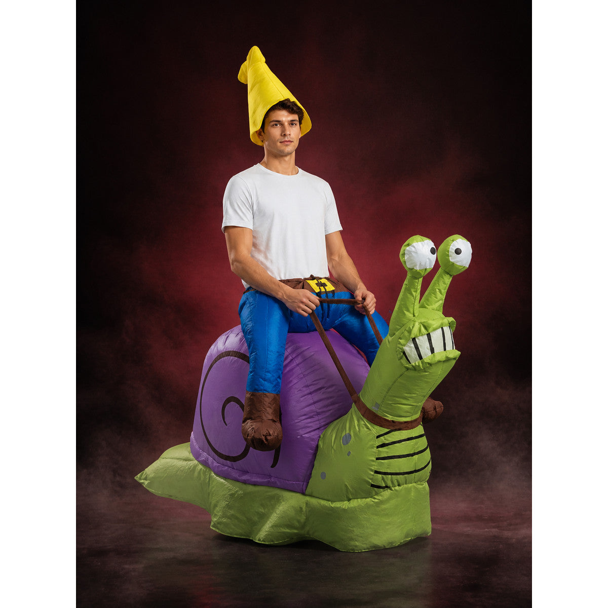 Snail 3D Inflatable Costume, Purple Spiral Shell & Green Body One-Piece main product view
