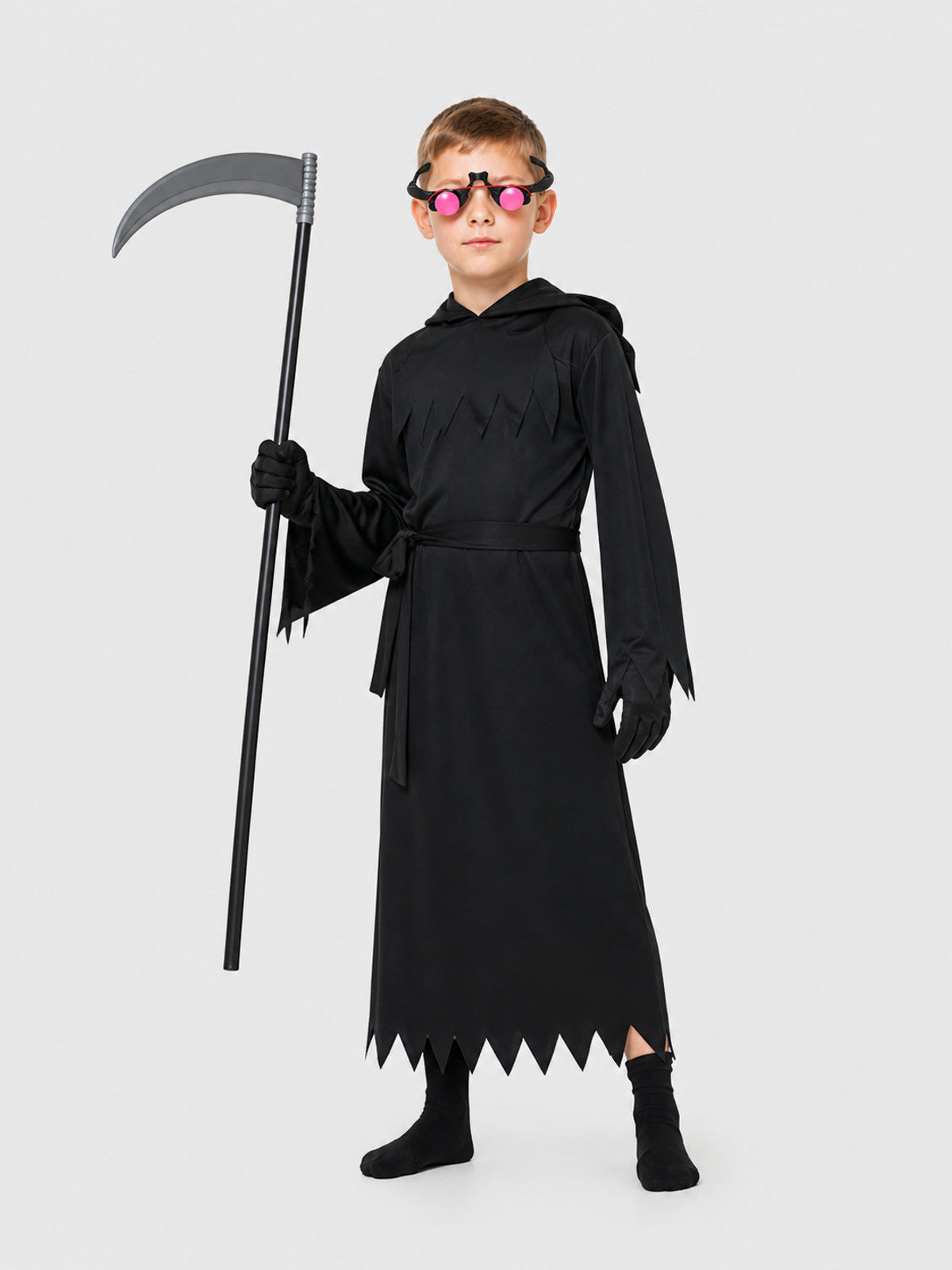 Children's Grim Reaper Costume with Scythe and Glowing Glasses Costumes detail