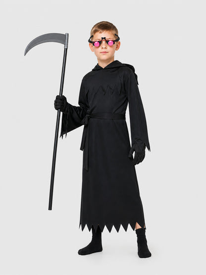 Children's Grim Reaper Costume with Scythe and Glowing Glasses Costumes detail