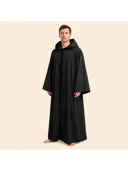 Black Long Hooded Robe for Halloween Cosplay