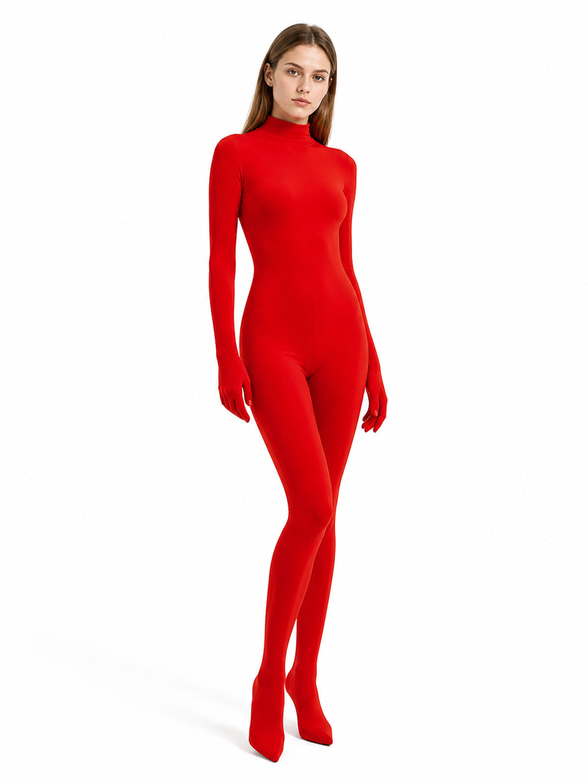 Red Zentai Jumpsuit with Covered Hands and Feet product detail