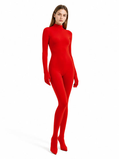 Red Zentai Jumpsuit with Covered Hands and Feet product detail