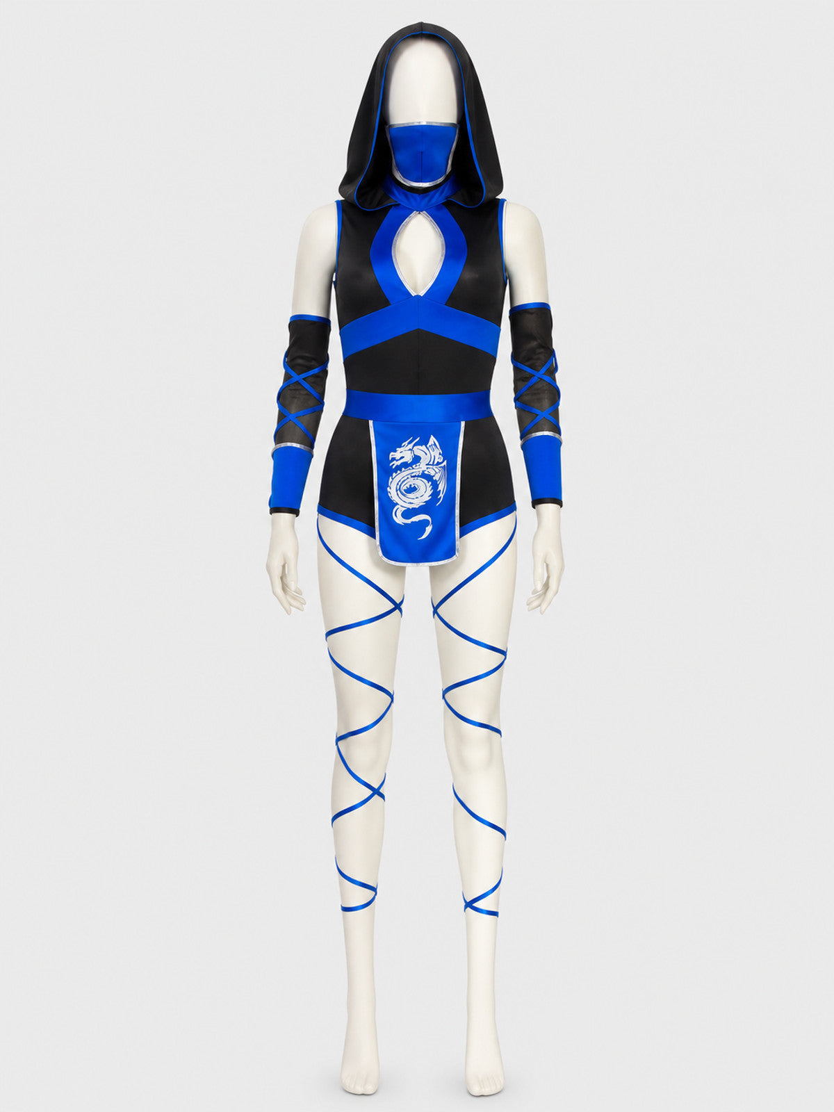 Ninja Costume with Mask and Dragon, Black and Blue Cosplay