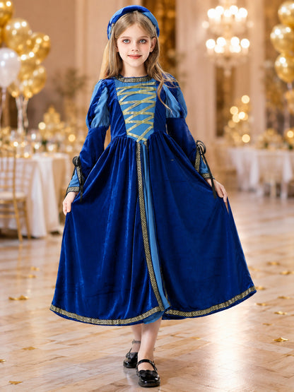 Children's velvet carnival dress with headpiece lifestyle view