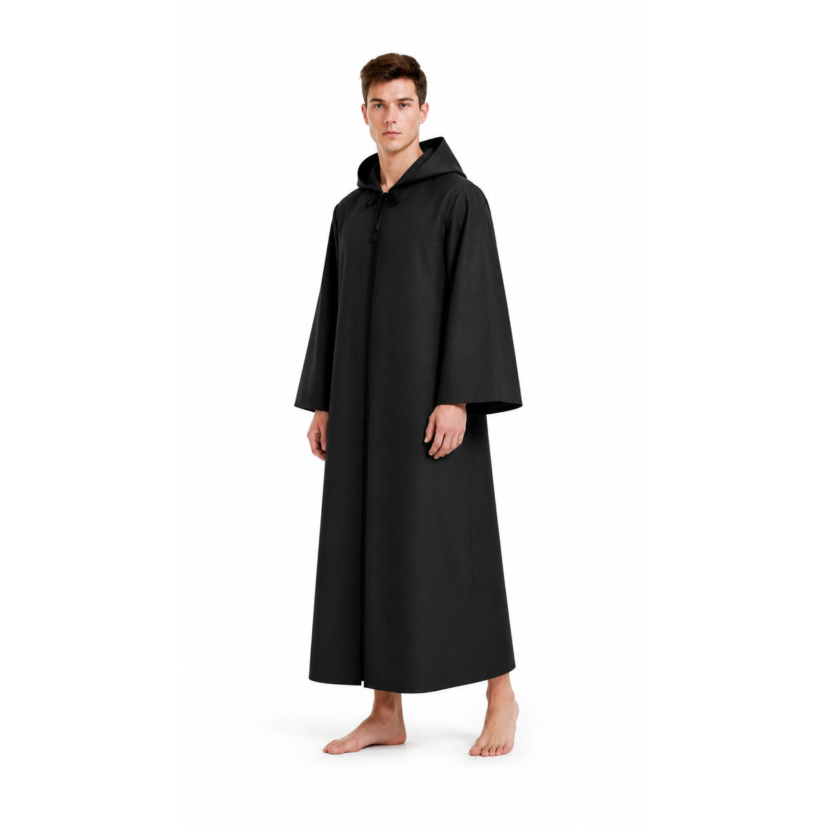Long Black Hooded Cloak for Halloween Costume Capes detail