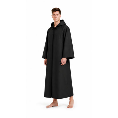 Long Black Hooded Cloak for Halloween Costume Capes detail