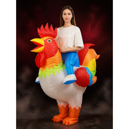 Colorful Inflatable Rooster Costume for Adults, Halloween Party Outfit main product view