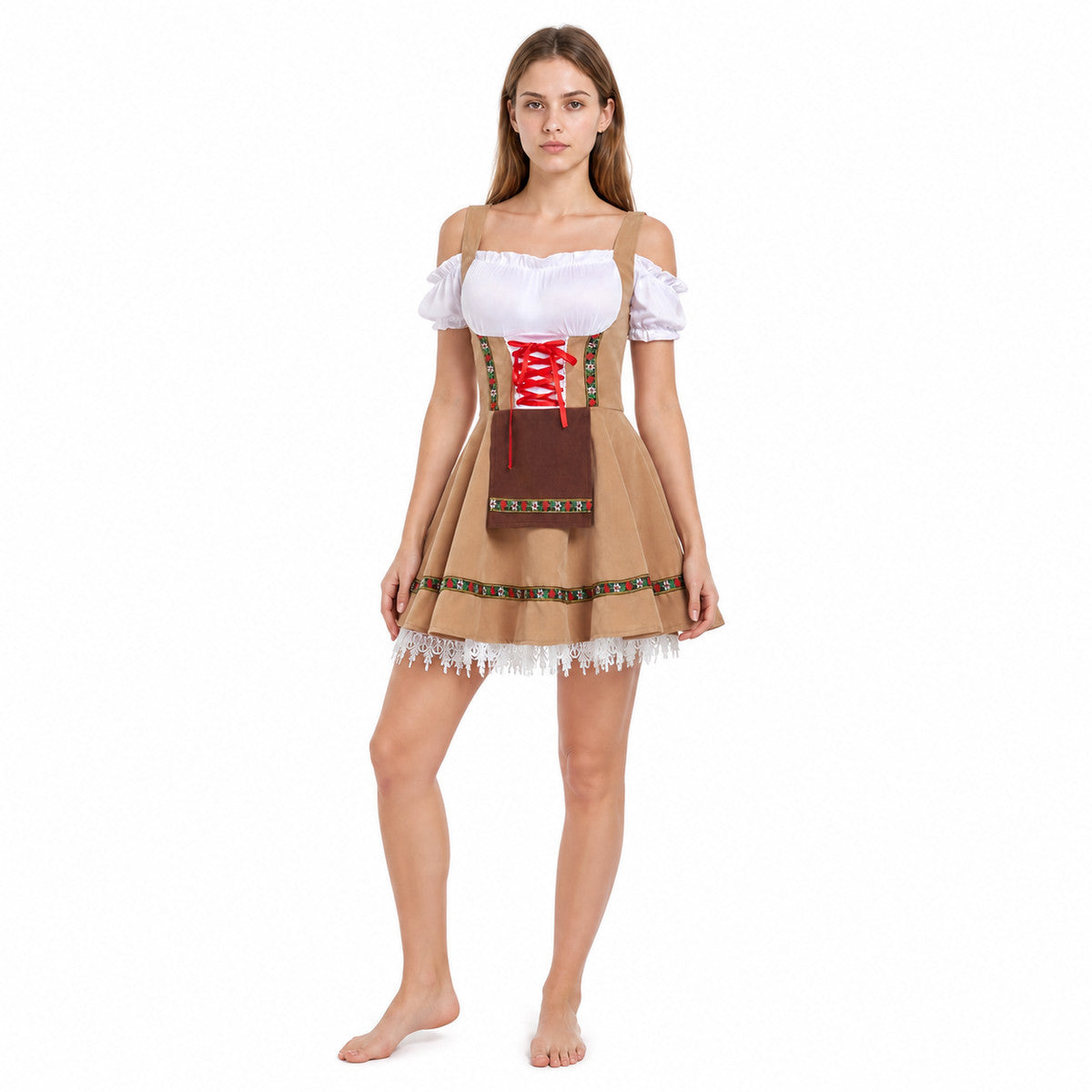 Bavarian Dress with Red Lacing for a Beer Festival lifestyle
