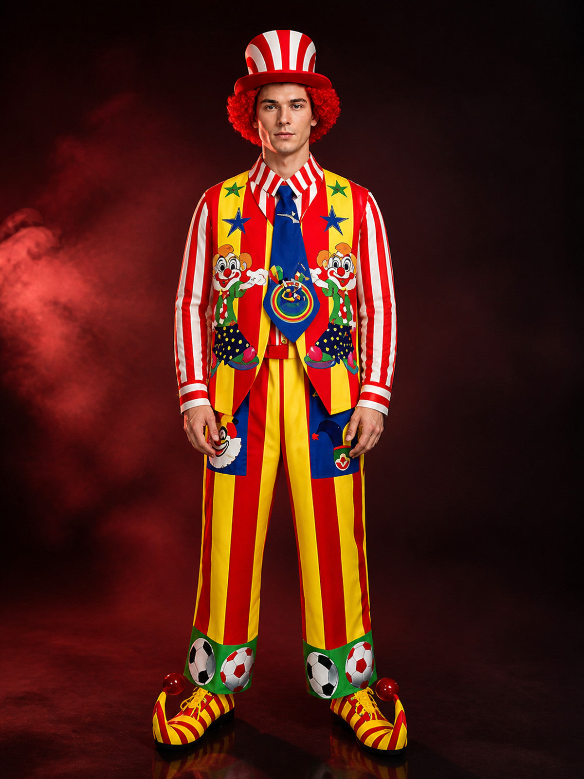 Striped Clown Costume for Masquerades and Performances main product view