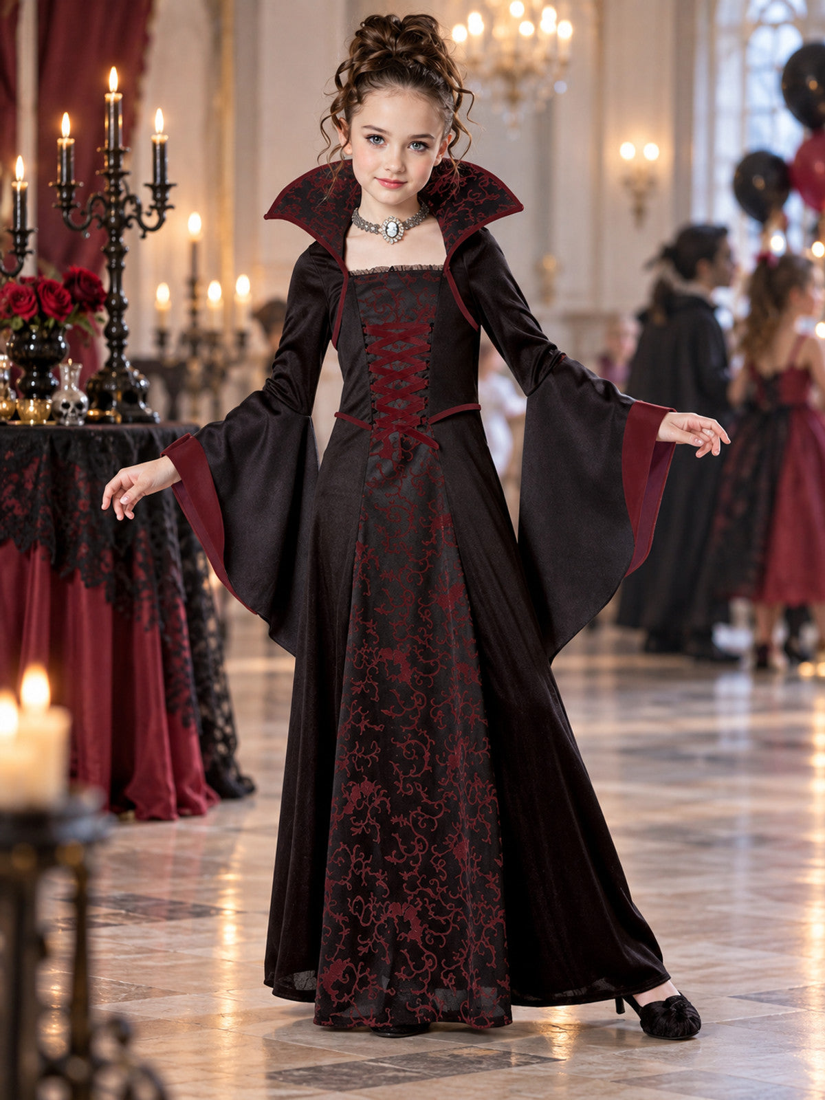 Vampire Costume: Burgundy Dress, Lacing