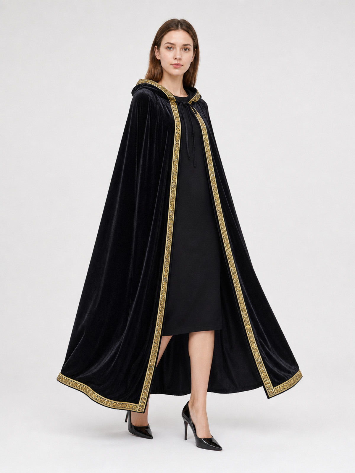 Black Hooded Carnival Cloak for Cosplay