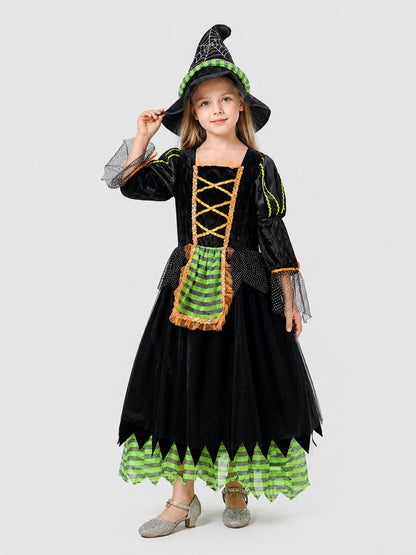 Children's Halloween Witch Costume with Full Skirt and Hat Costume Headwear detail