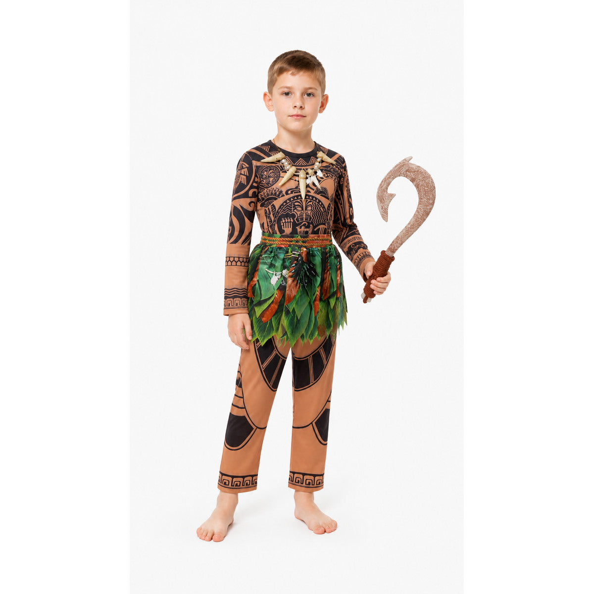Maui Carnival Costume with Tattoo Print and Leaves Costumes detail