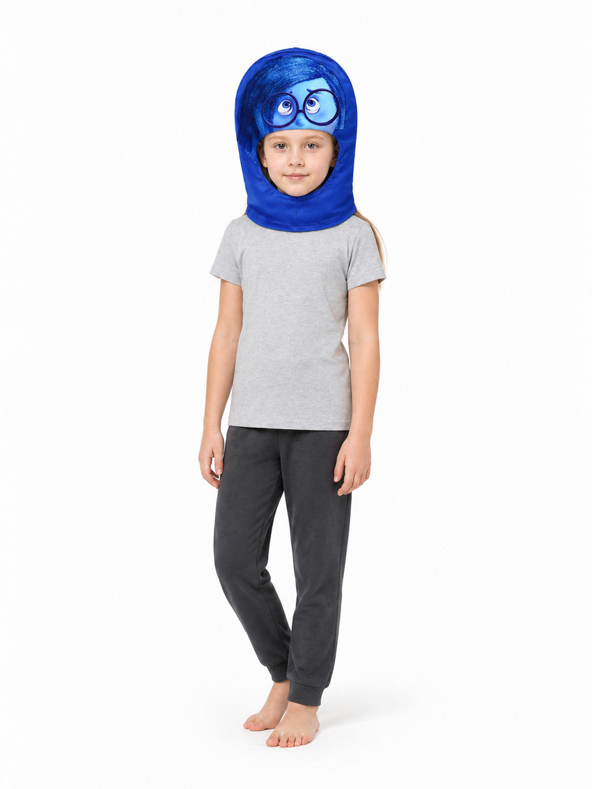 Inside Out 2 Head Mask with Blue Hair and Glasses Costume Masks detail