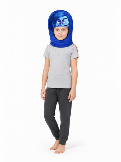 Inside Out 2 Head Mask with Blue Hair and Glasses Costume Masks detail