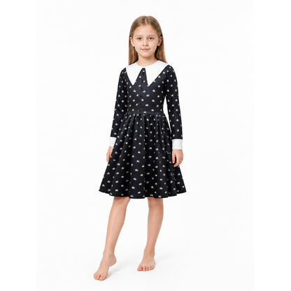 Children’s Halloween costume dress with skeleton print product detail