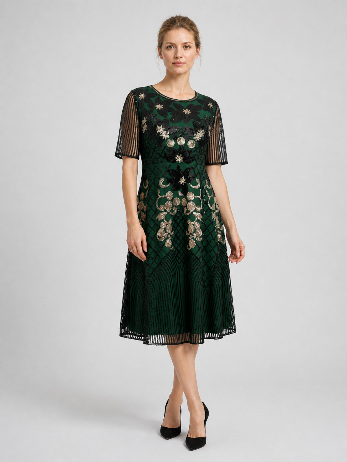 1920s-Style Sequin Dress with 3/4 Sleeves Costume Dresses detail