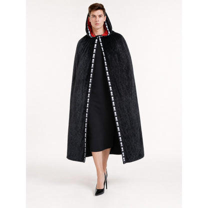 Black carnival cape with hood and skulls occasion guide