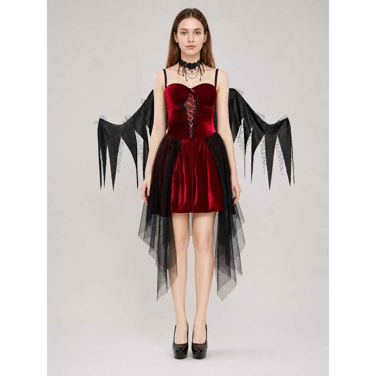 Dress and Cape Costume, Gothic Style on-model view