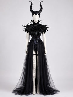 Character Costume: Black Corset Dress, Horns, Scepter