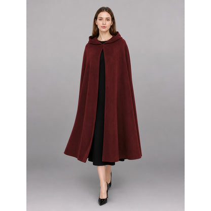 Long Burgundy Carnival Cloak with Hood