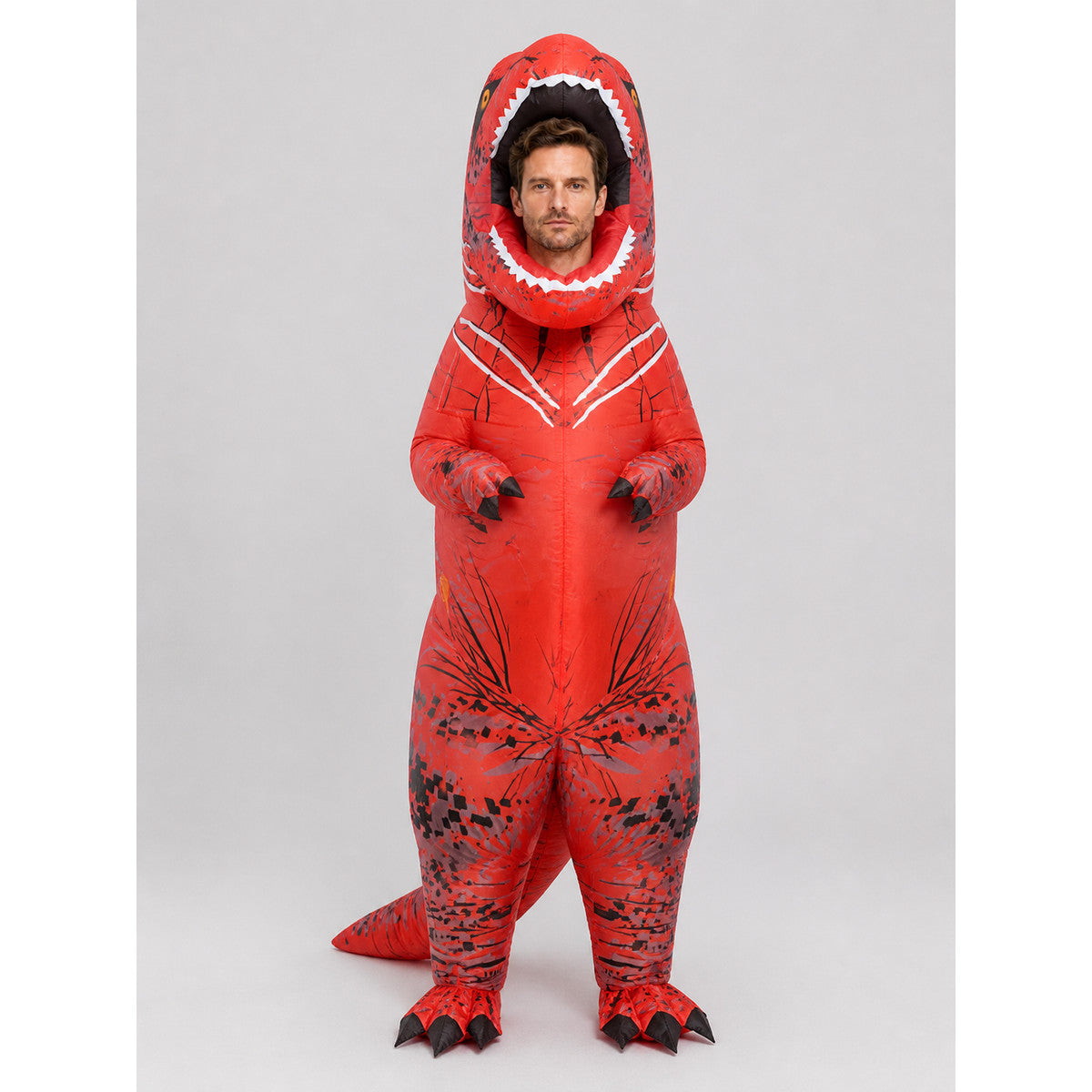 Red Inflatable Tyrannosaurus Costume for Halloween on-model view