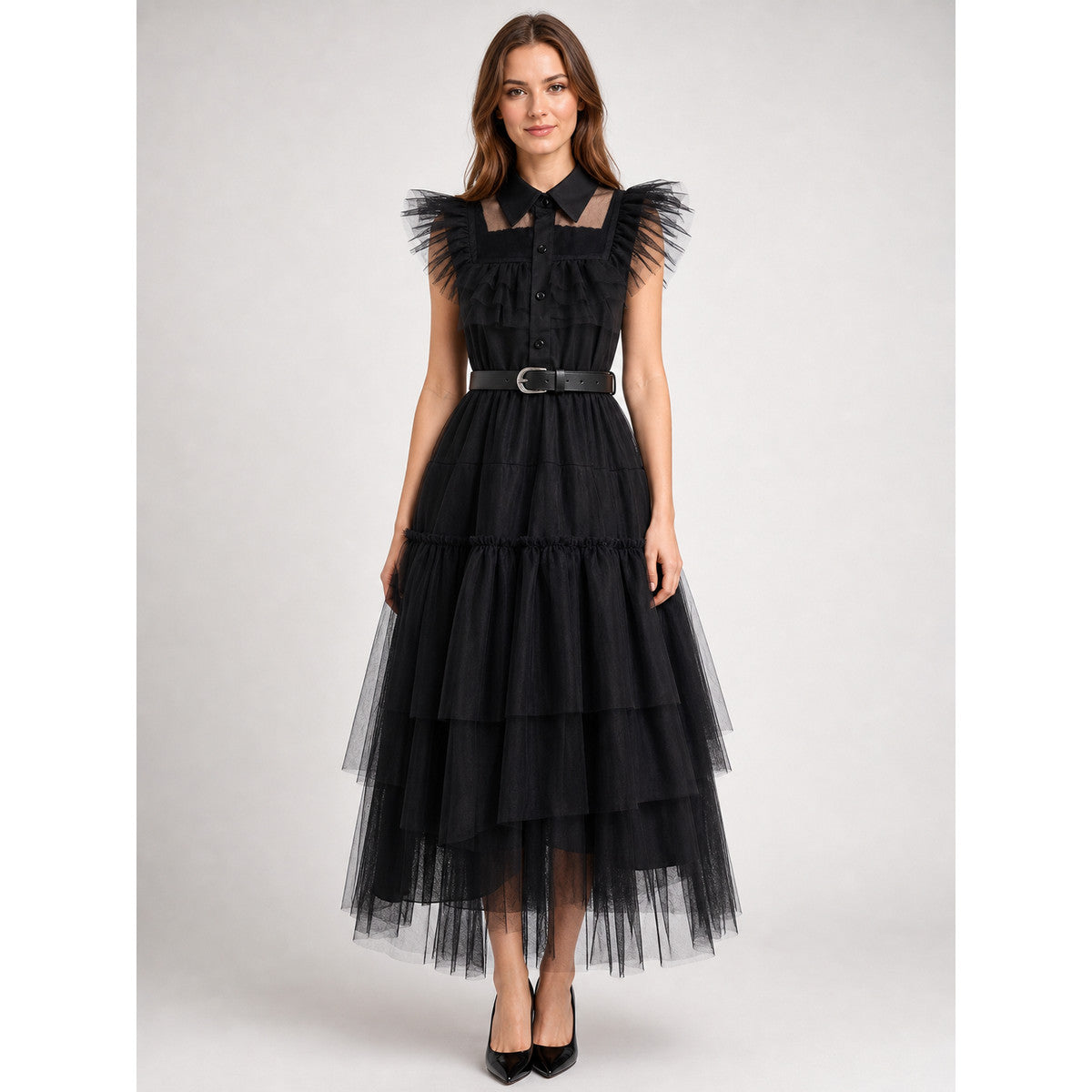 Gothic-Style Cosplay Dress with Belt