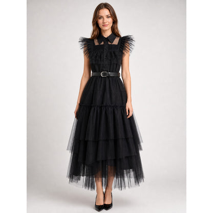 Gothic-Style Cosplay Dress with Belt