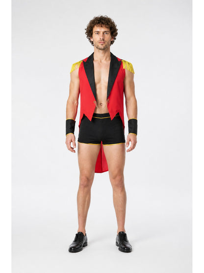 Pirate costume with a red vest and black shorts main product view