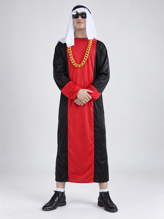 Carnival costume with headpiece, glasses, and chain