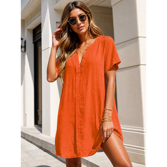 Women's Summer V-Neck Short-Sleeve Dress
