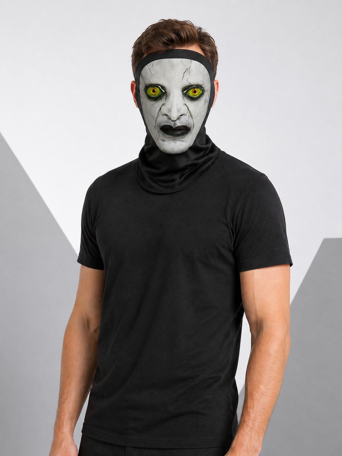 Gray Full-Face Carnival Mask for Halloween