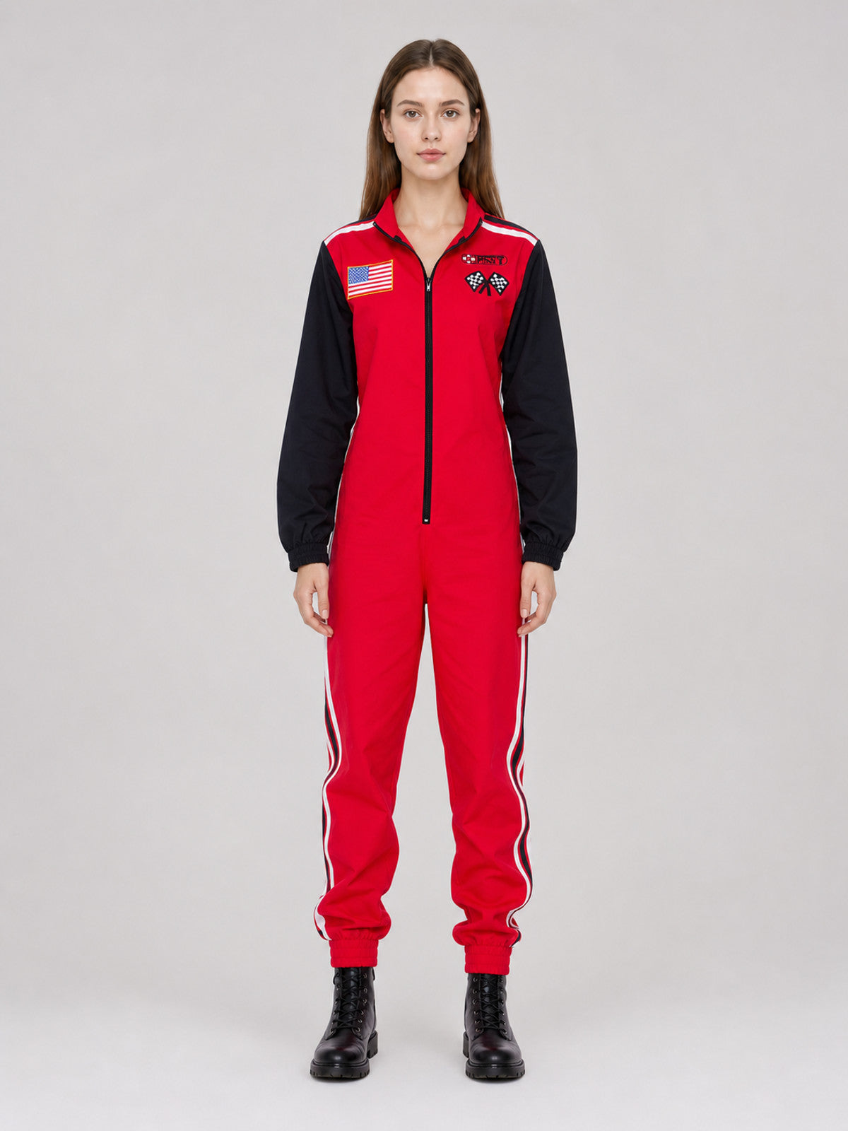 Motorsport-Style Jumpsuit with Flags