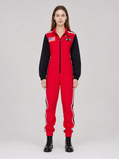 Motorsport-Style Jumpsuit with Flags