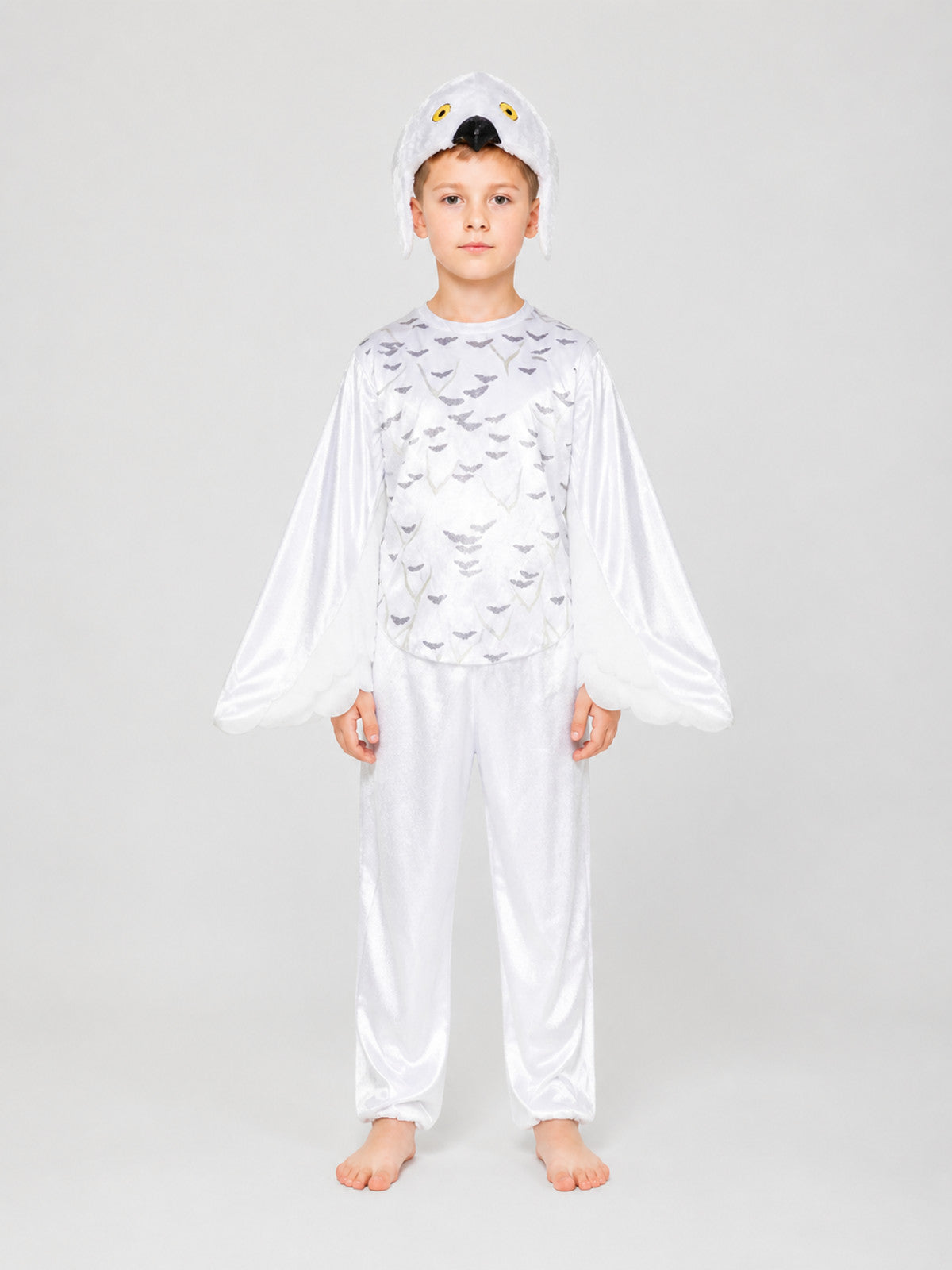 Owl Jumpsuit with Wings, White Cosplay Costume on-model view