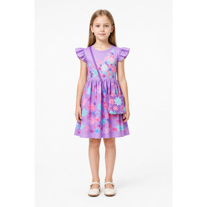 Floral Print Carnival Dress with Handbag main product view